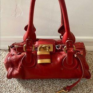 ON HOLD Chloe red leather Paddington shoulder bag / purse
